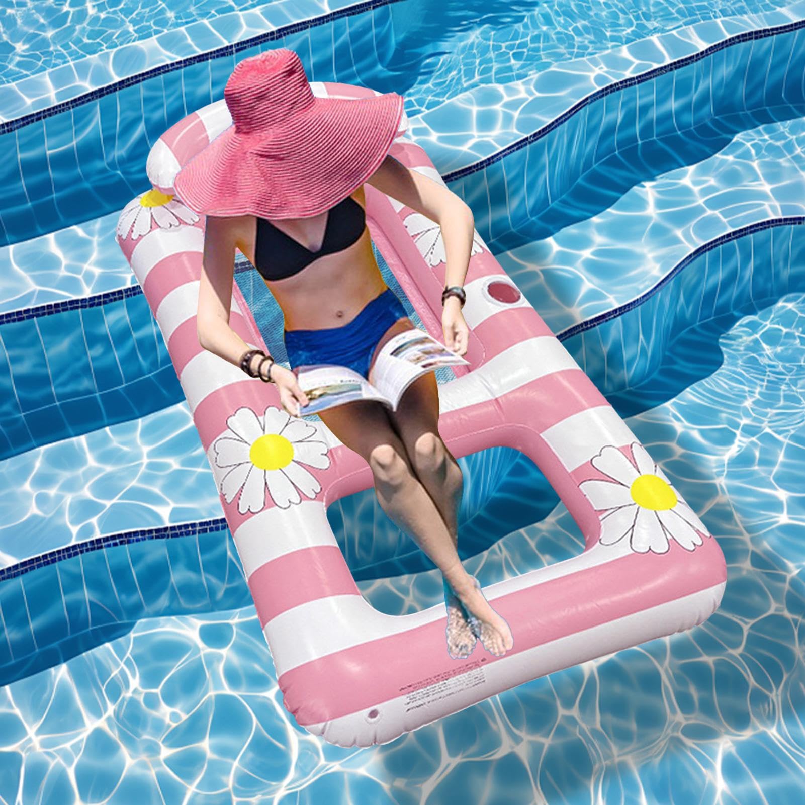 Nadmuchiwany fotel basenowy, rozkładana sofa, przenośny leżak basenowy, wygodna i składana konstrukcja, antypoślizgowa, 154 x 82 cm, na wycieczki na plażę lub wakacje, podwórko, przygody nad jeziorem