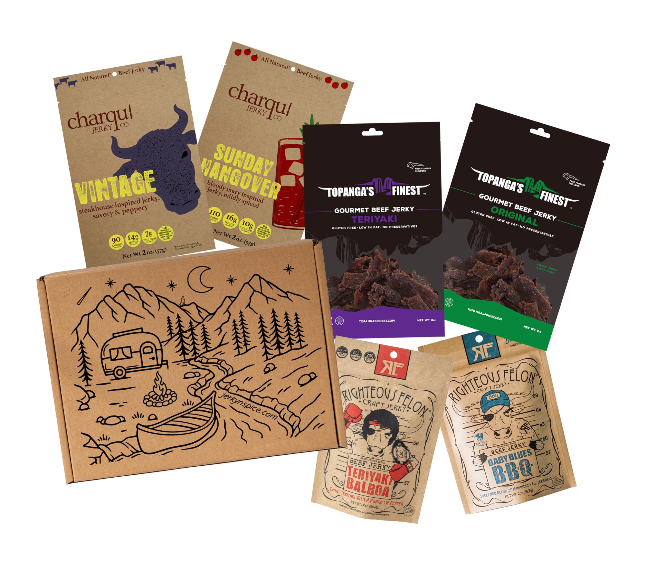 Craft Jerky Box (6 Pack) - Premium, Small Batch, Artisanal Beef Jerky Selection, High-Protein, Unique Gift Basket for Father's Day, Men, Dad, Stocking Stuffer, Healthy Snacks…