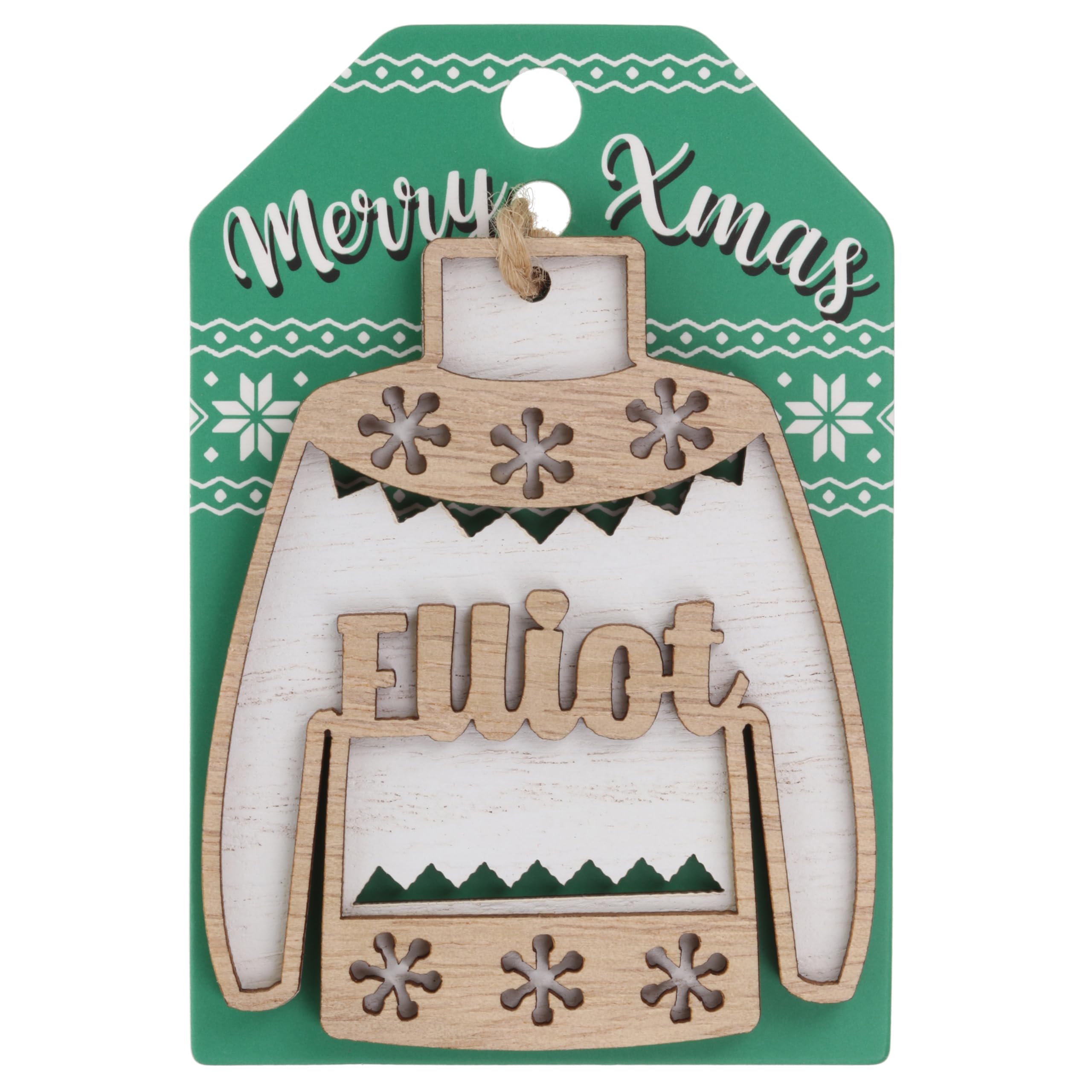 Stands Out, Supplying Outstanding Gifts Elliot Name Christmas Jumper Wooden Tree Decoration Personalised Bauble Xmas White