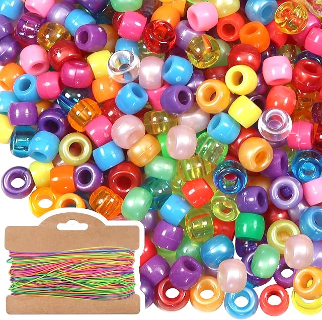 TOAOB 1000 sztuk kolorowych koralików do nawlekania, 8 mm, duży otwór, przezroczyste akrylowe koraliki do majsterkowania, biżuterii, bransoletek, naszyjników, DIY, majsterkowania
