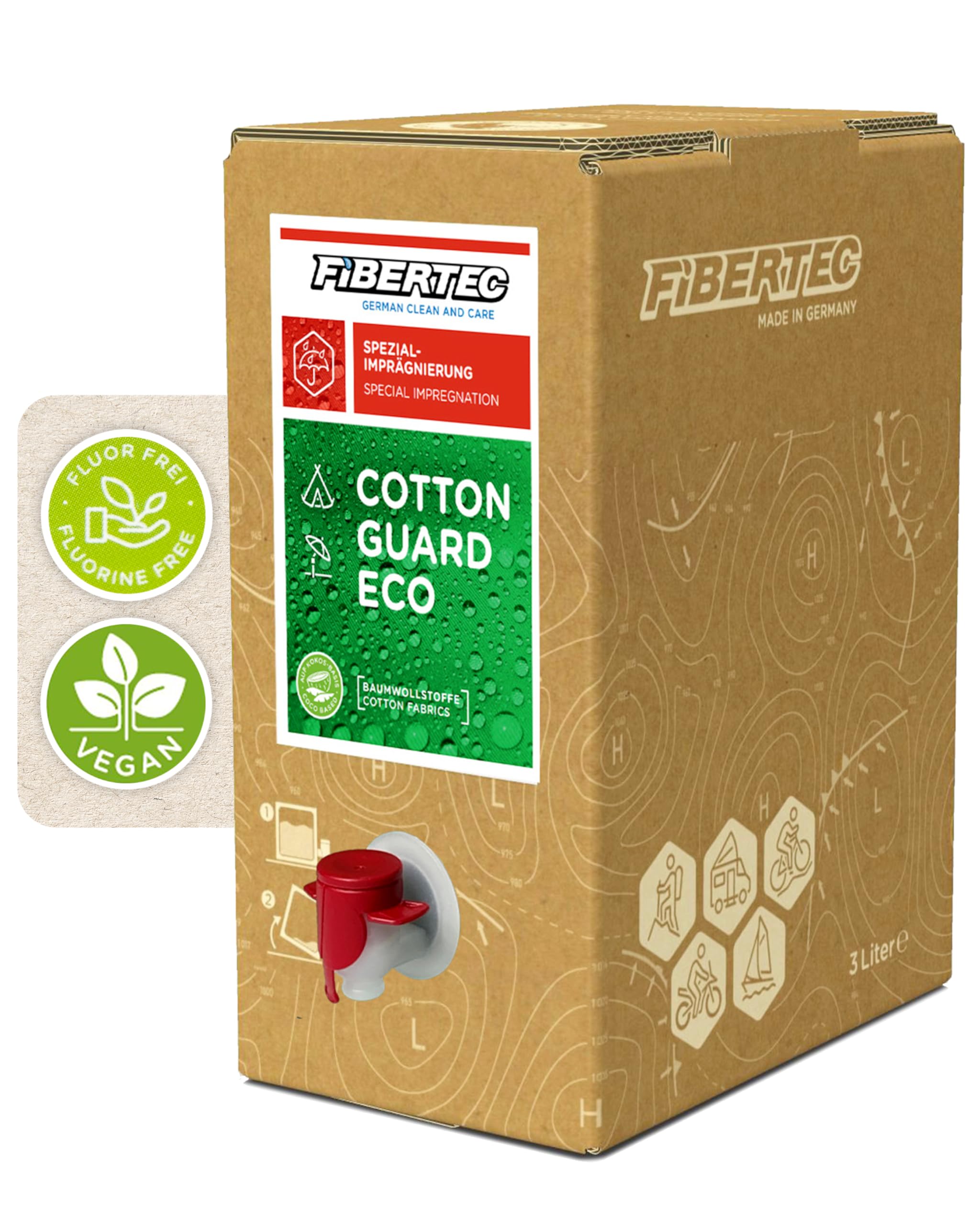 FIBERTEC Cotton Guard Imprägnierung für Baumwolle & Mischgewebe | Stark wasserabweisend. Für Baumwolle, Mischgewebe und Zelte. Wasserbasiert, ohne Mikroplastik, Made in Germany.
