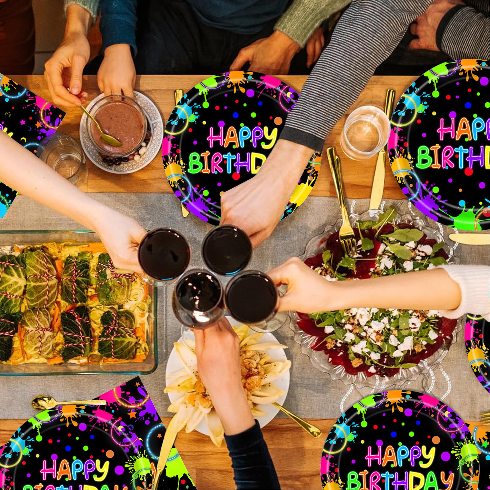 Neon Glow Geburtstag Servietten - 20 Stück Leuchtende Papierservietten Für Partys