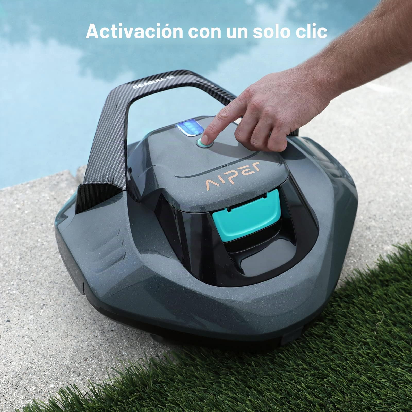 AIPER Robot Piscina, Limpiafondos Piscina para 90 Minutos de Funcionamiento, Aspirador de Piscina con Dos Motores de Accionamiento, Ideal para Piscinas de hasta 80 m²