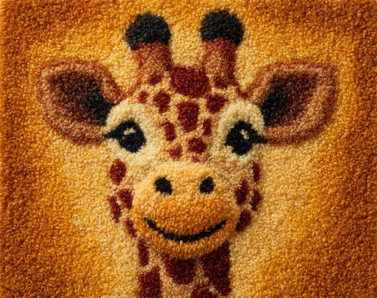 Henypt Color Diy Latch Hook Rug Kit Cartoon Giraffe 90X120cm