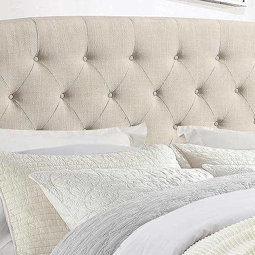 Miniatura 5 de Rosevera Marco de cama con plataforma acolchada, cama francesa, cama occidental, cama Cardiff con respaldo recortado de cabeza de clavo y cabecera