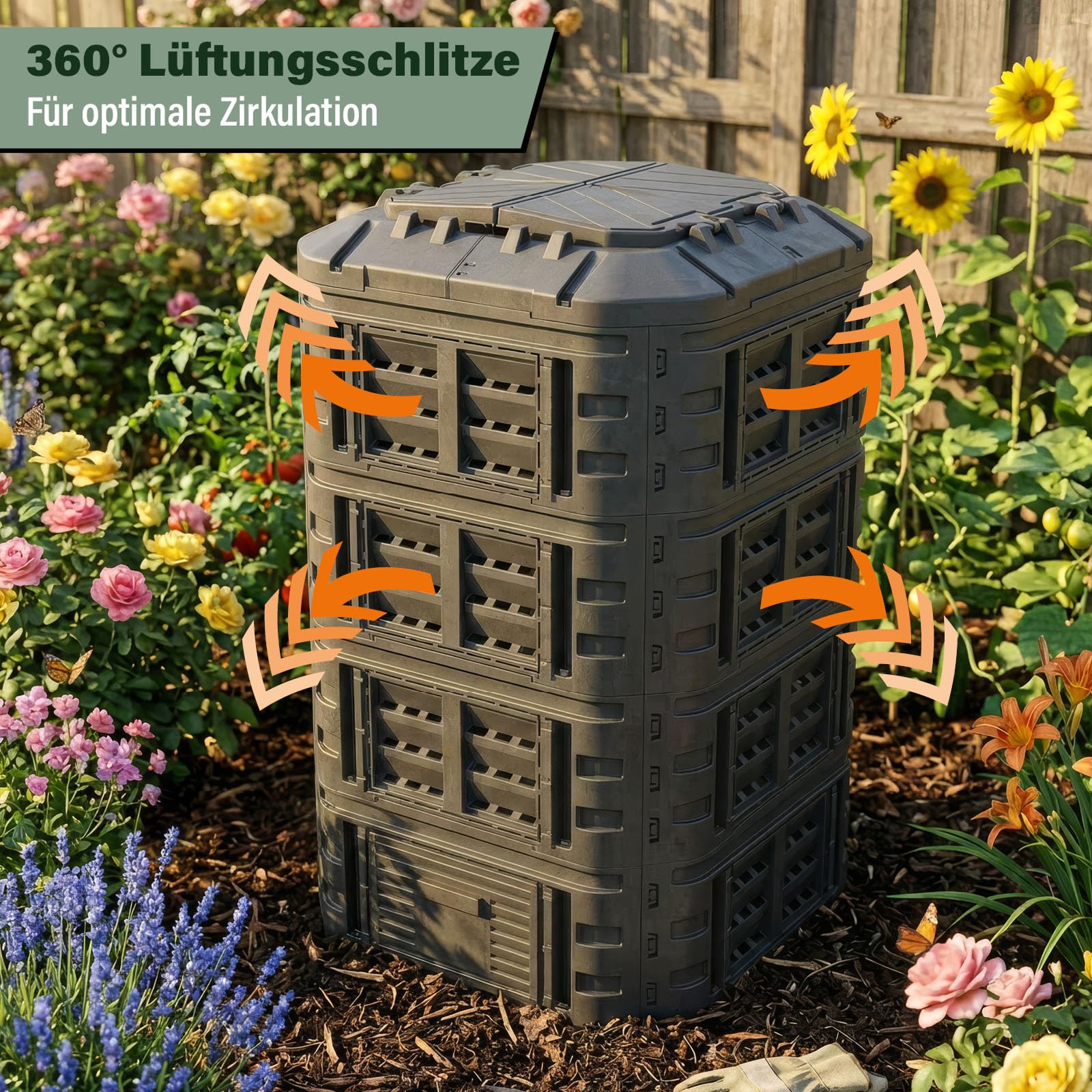 Modul Komposter 1120L schwarz Turm