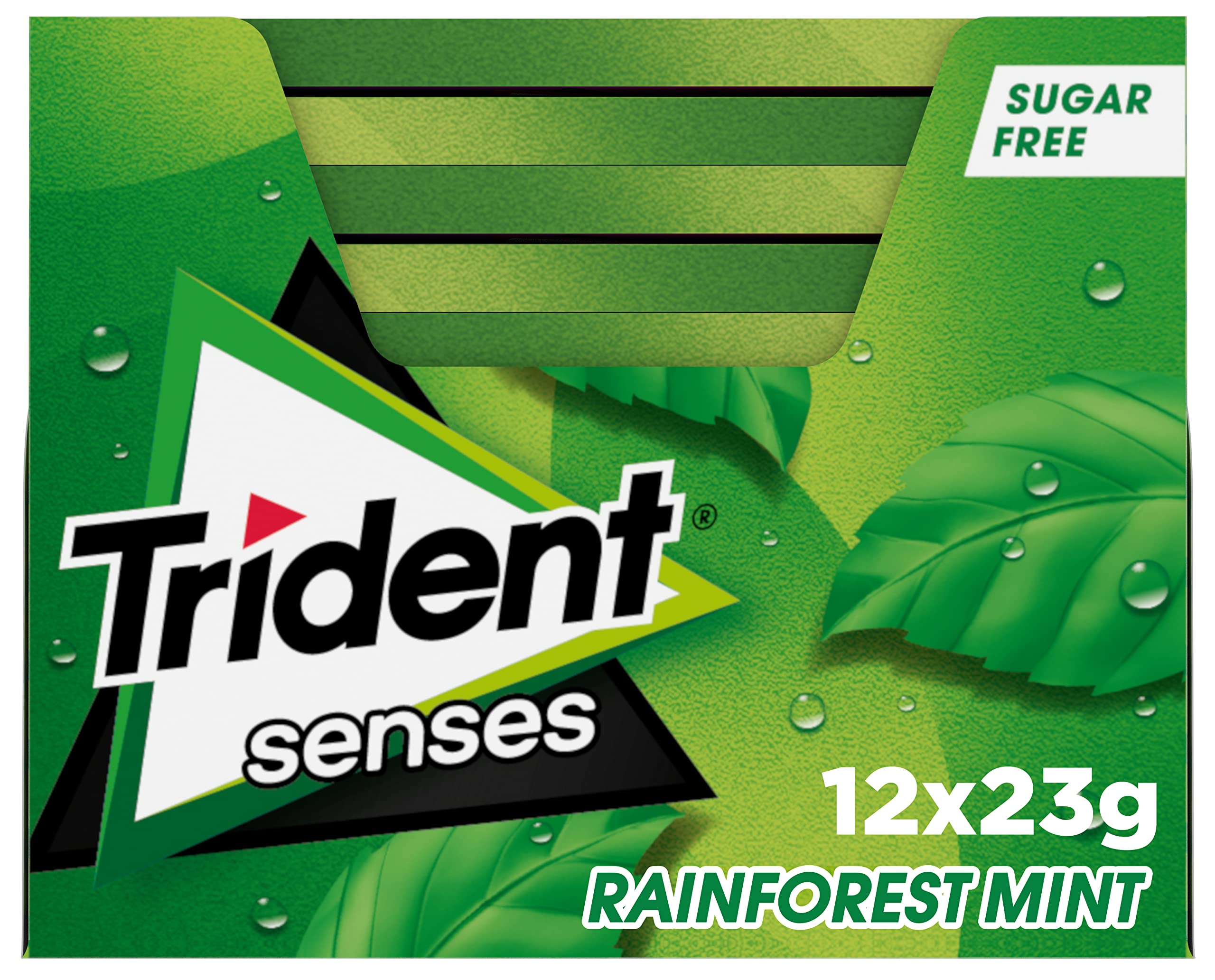 Trident Senses Spearmint- Chicles sin Azúcar con Sabor a Hierbabuena- Paquete de 12 envases de 23 g