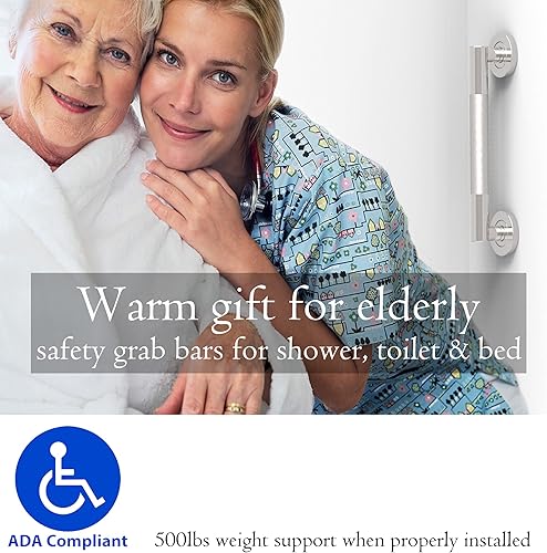 Miniatura 9 de AmeriLuck Barra de seguridad de baño de diseñador con agarre antideslizante Peened Grip, capacidad de carga de 500 libras compatible con ADA,