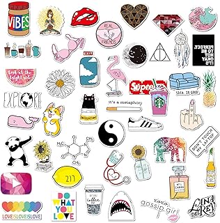 Lot de 46 autocollants décoratifs en vinyle imperméables pour bouteille d'eau, ordinateur portable