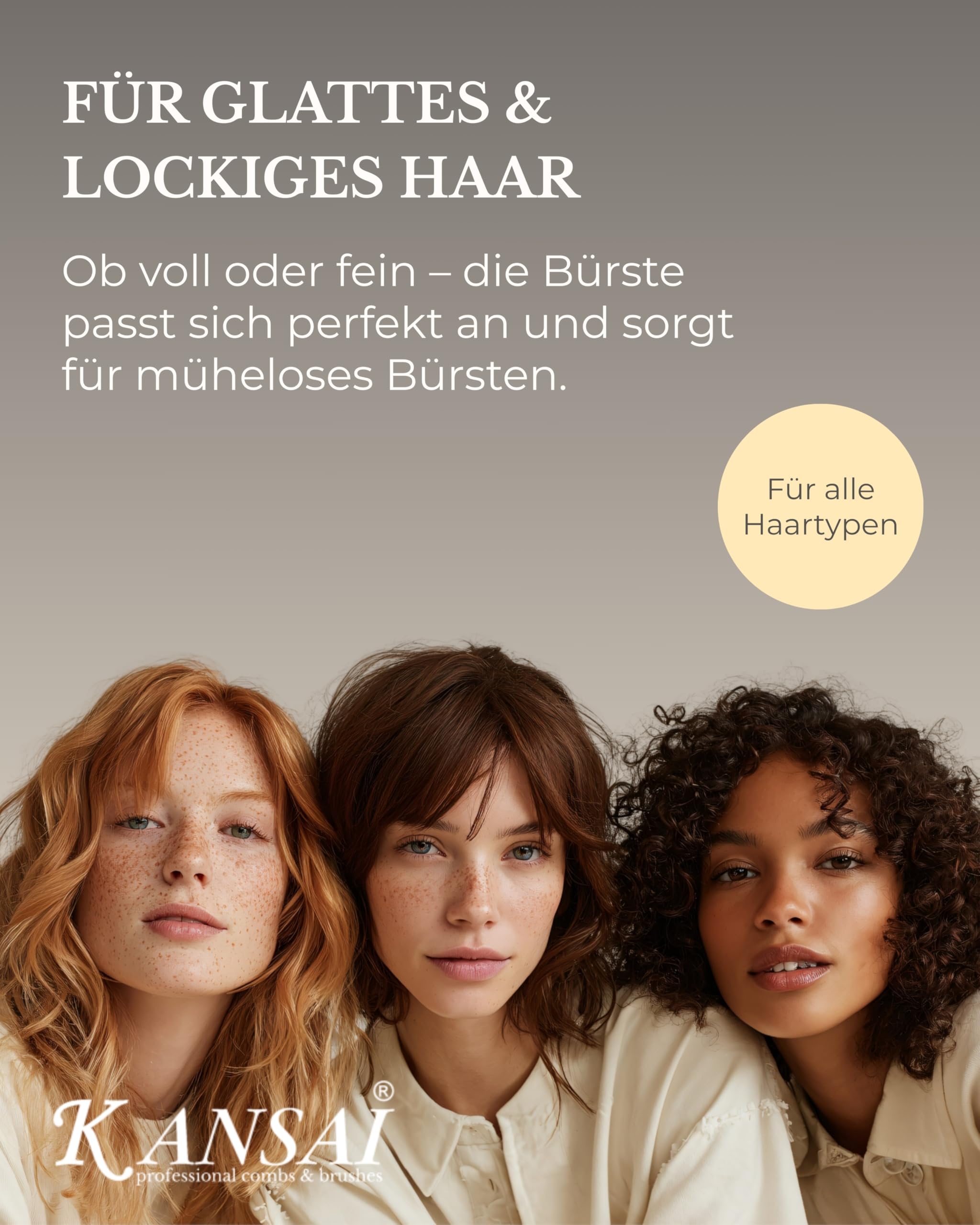 Kansai BOUNCY Brush mit flexiblen Noppenborsten I Aufsteller mit 8 Bürsten I Hochwertige Haarbürste ohne Ziepen I Perfekt für Friseursalons I Entwirrungsbürste ideal für glattes & lockiges Haar