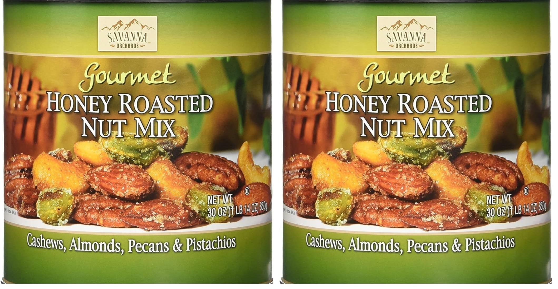 Savanna Orchards Gourmet Honey Roasted Nut Mix - Cashews, Almonds, Pecans and Pistachios (30 oz) (Pack of 2)