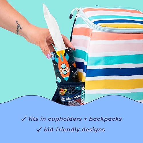 Miniatura 6 de Bim Bam Boo Tubo de tejido facial 100% de bambú, pañuelos de viaje hipoalergénicos de 3 capas en soporte para pañuelos de automóvil, 1 tubo de