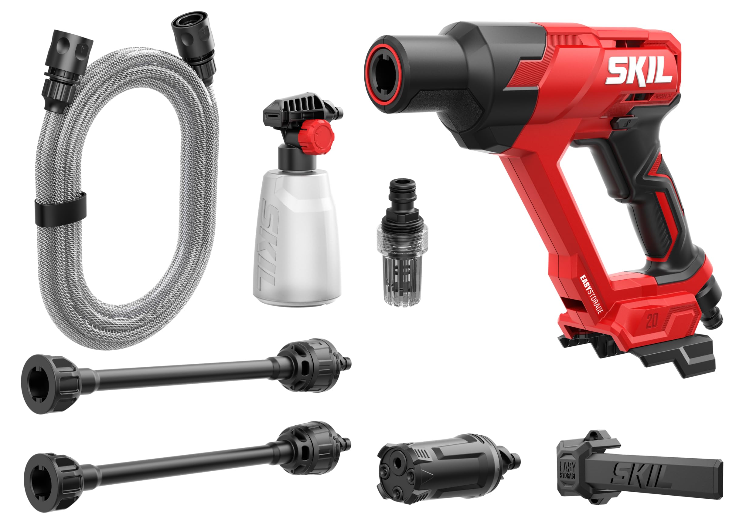 SKIL 0762CA GW1E0762CA akumulatorowa myjka wysokociśnieniowa (z wężem 5 m, wszechstronna dysza wielofunkcyjna, tryb High-i ECO, do użytku wewnątrz i na zewnątrz, czas pracy do 37 min, urządzenie