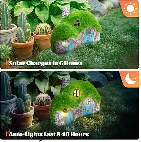 Miniatura 9 de Darkdec Decoración de casa de hadas de hongos, luces de figurilla para exteriores, para jardín, patio, césped, patio, decoración de patio, regalo de