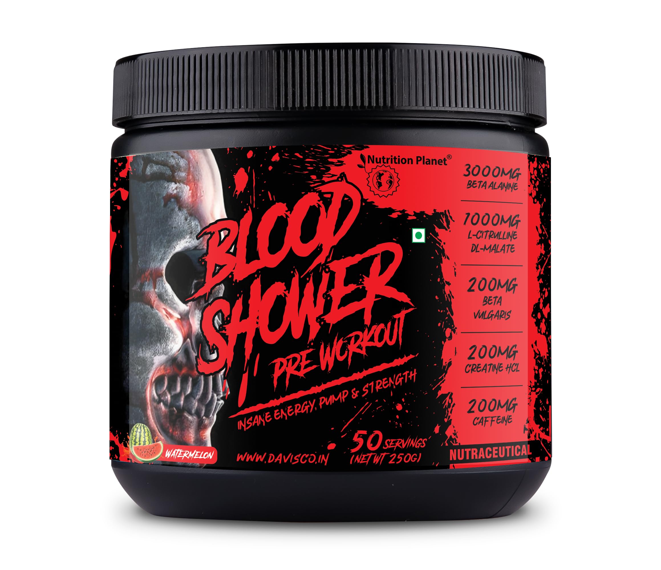 Nutrition Planet Blood Shower Pre Workout (250g, 50 Servings) (Black Currant) — Amazon image 7