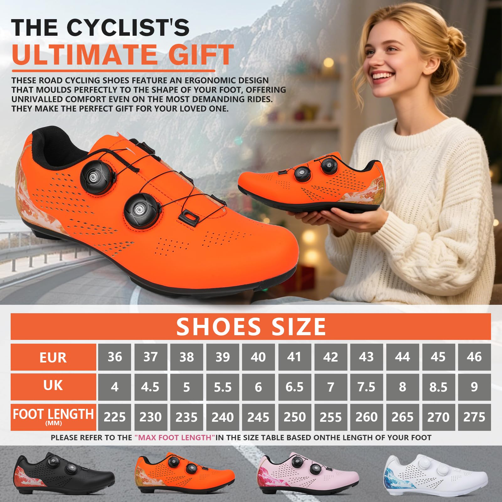 Strada Scarpe da Ciclismo, Uomo Donna Scarpes da Bici Professionali, Sneakers da Ginnastica per Bicycle da Esterno PRO Unisex Compatibili con Tutti i Modelli SPD-SL e Look