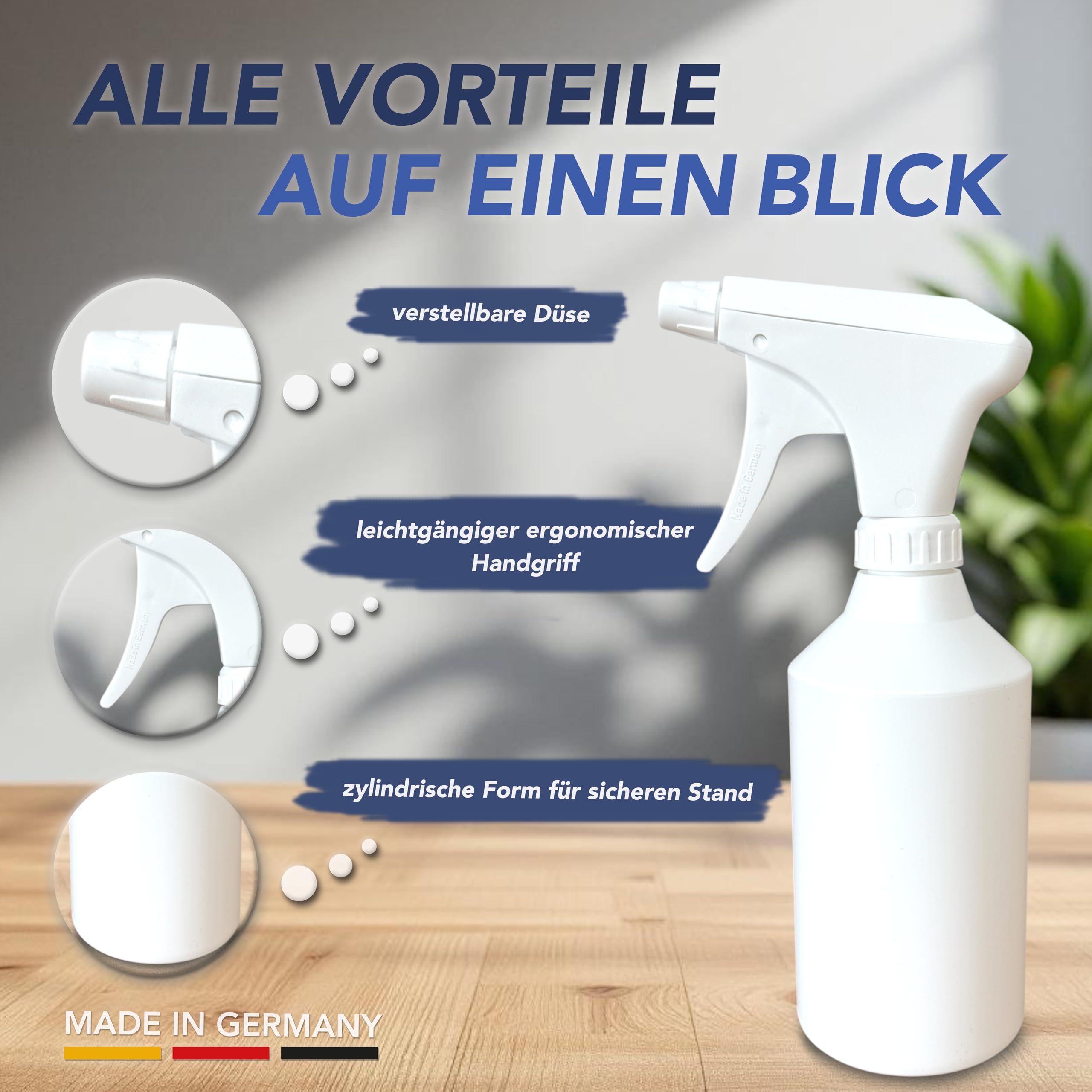 Lösemittelbeständige Sprühflasche 500 ml, 5er-Pack | Lösemittelbeständig: IPA, Ethanol, Aceton, MEK/Butanon, Ethylacetat, Methanol, Bremsenreiniger, Silikonentferner