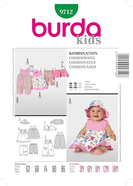Patroon Kimono: Burda 9712 Baby Suit Size 62-86 - Jumpsuit & Outfits
