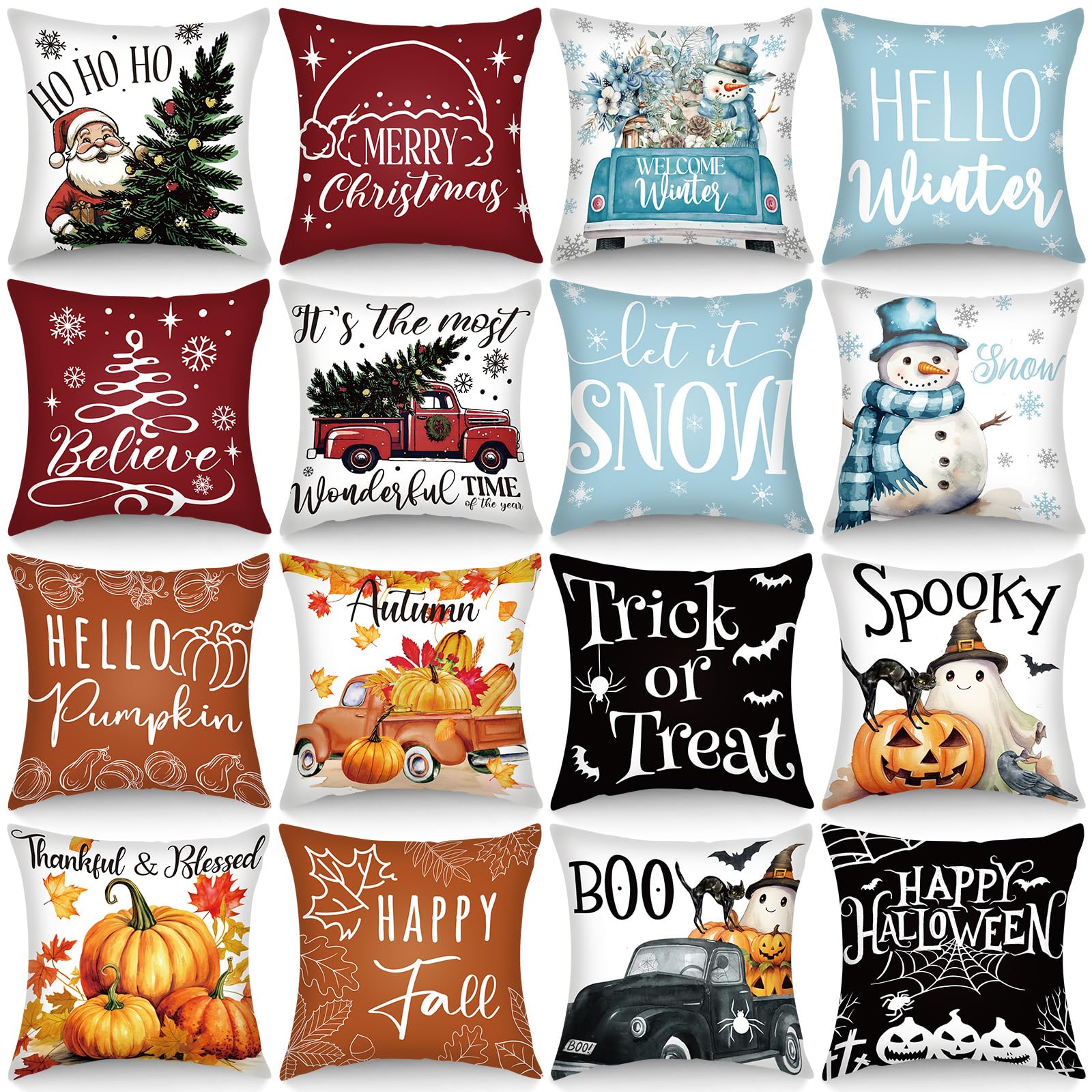 GlikCeil Set of 16 Winter Pillow Covers