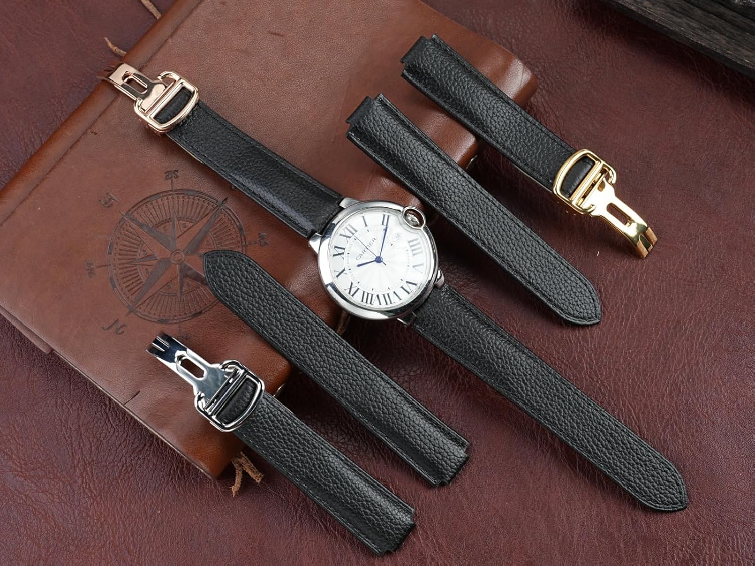 Compatible with Cartier Ballon Bleu Series Strap, Fashionable Soft Calfskin Leather Band - 18/22mm Replacement Strap