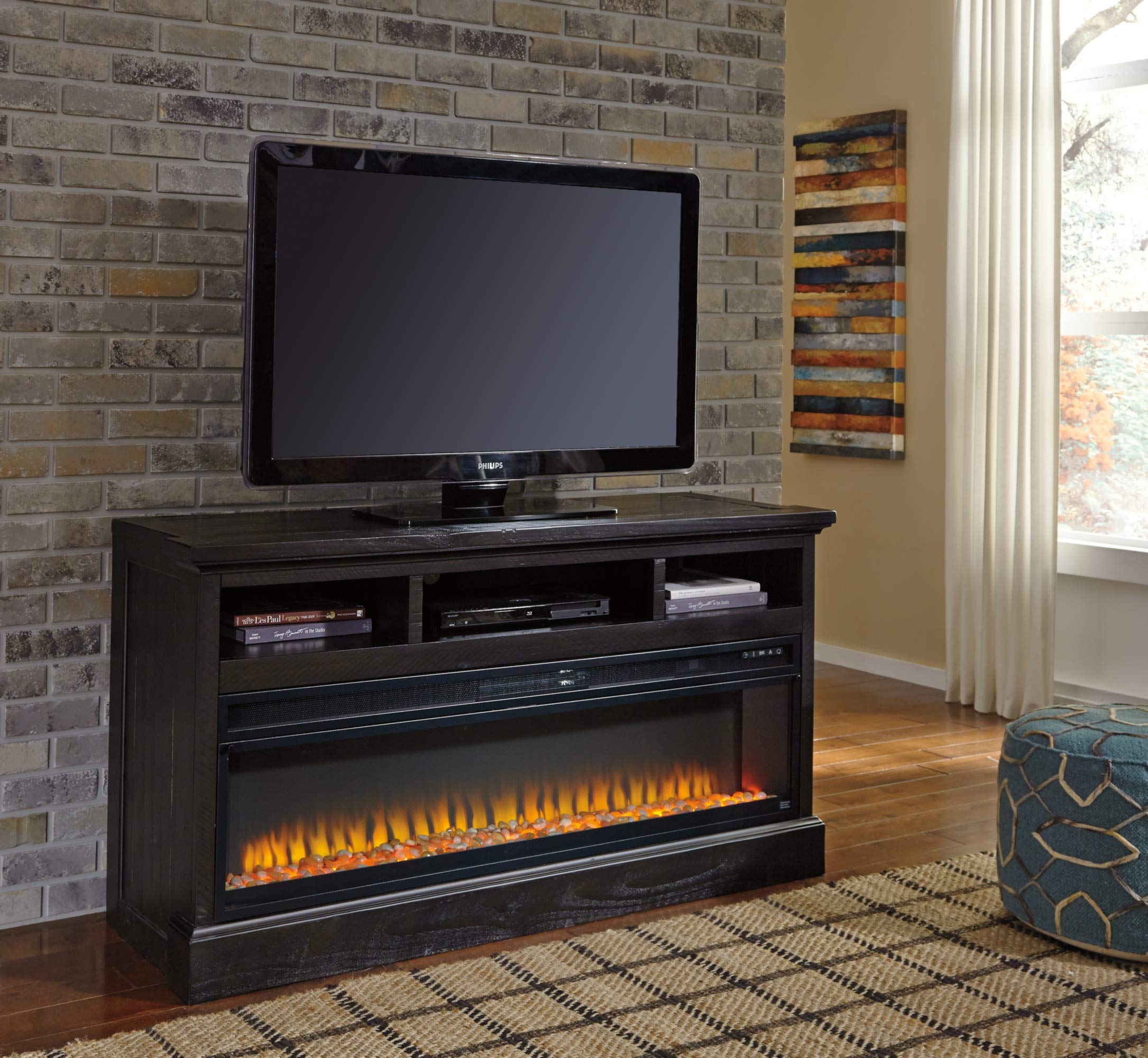 Amazon.com: Signature Design by Ashley 57 Electric Fireplace Insert with  LED, 6 Temperatures, Multi Flames u0026 Overheating Control, Black : Home u0026  Kitchen