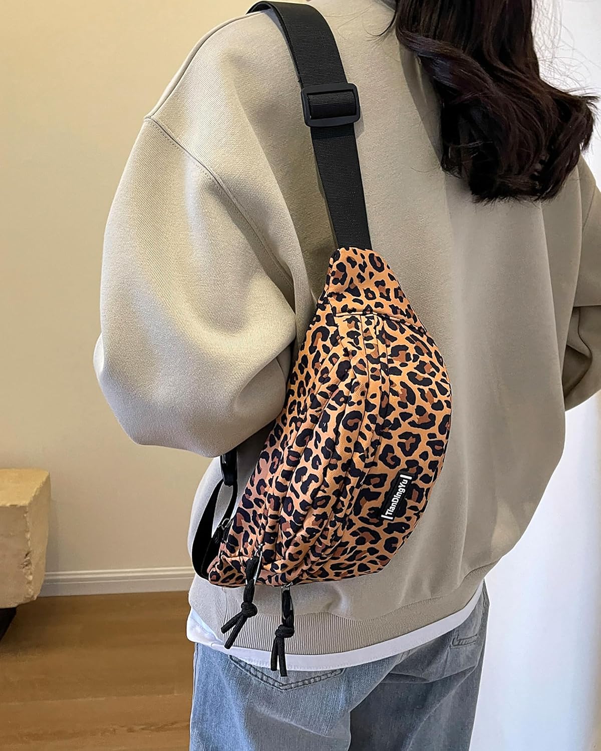 Leopard Print Nylon Fanny Pack Zebra Waist Pack Women Belt Bag Girls Chest Bag With Adjustable Belt One size yb-06937-03AD Yb-06937-03ad - Image 3