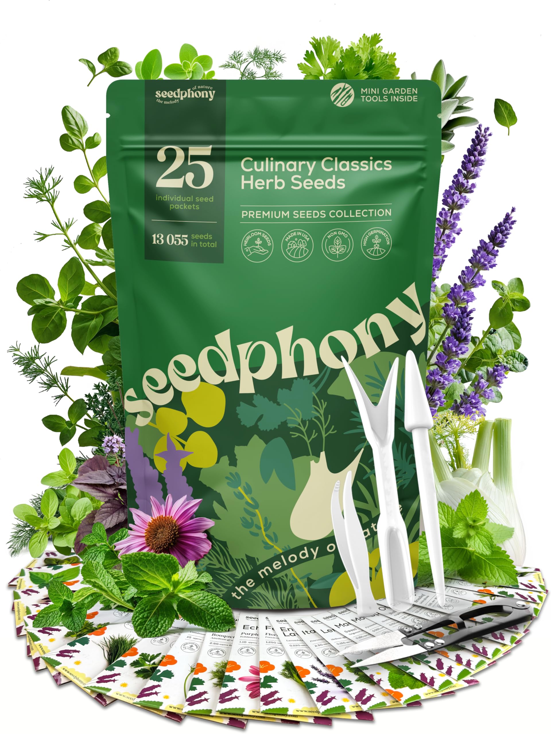 Seedphony 25 Culinary Herb Seeds Variety Pack