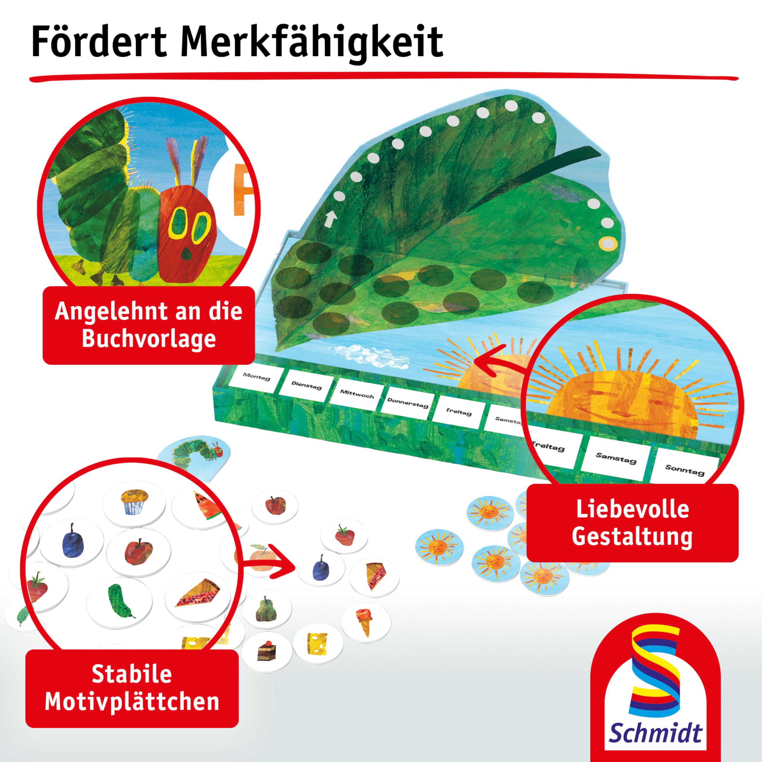 Schmidt 40671 Beeil Dich, kleine Raupe! Lernspiel, ab 3 Jahren | Die kleine Raupe Nimmersatt