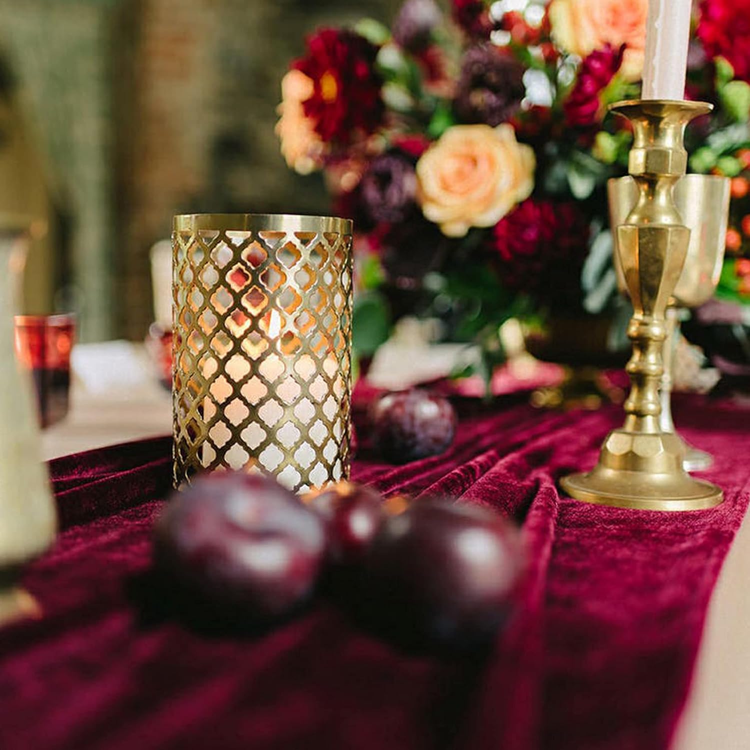 Table Runner 20 x 120 Inches Long Burgundy Wedding Table Runners, Velvet Table Runner for Home Holiday Party Table Decorations 10ft