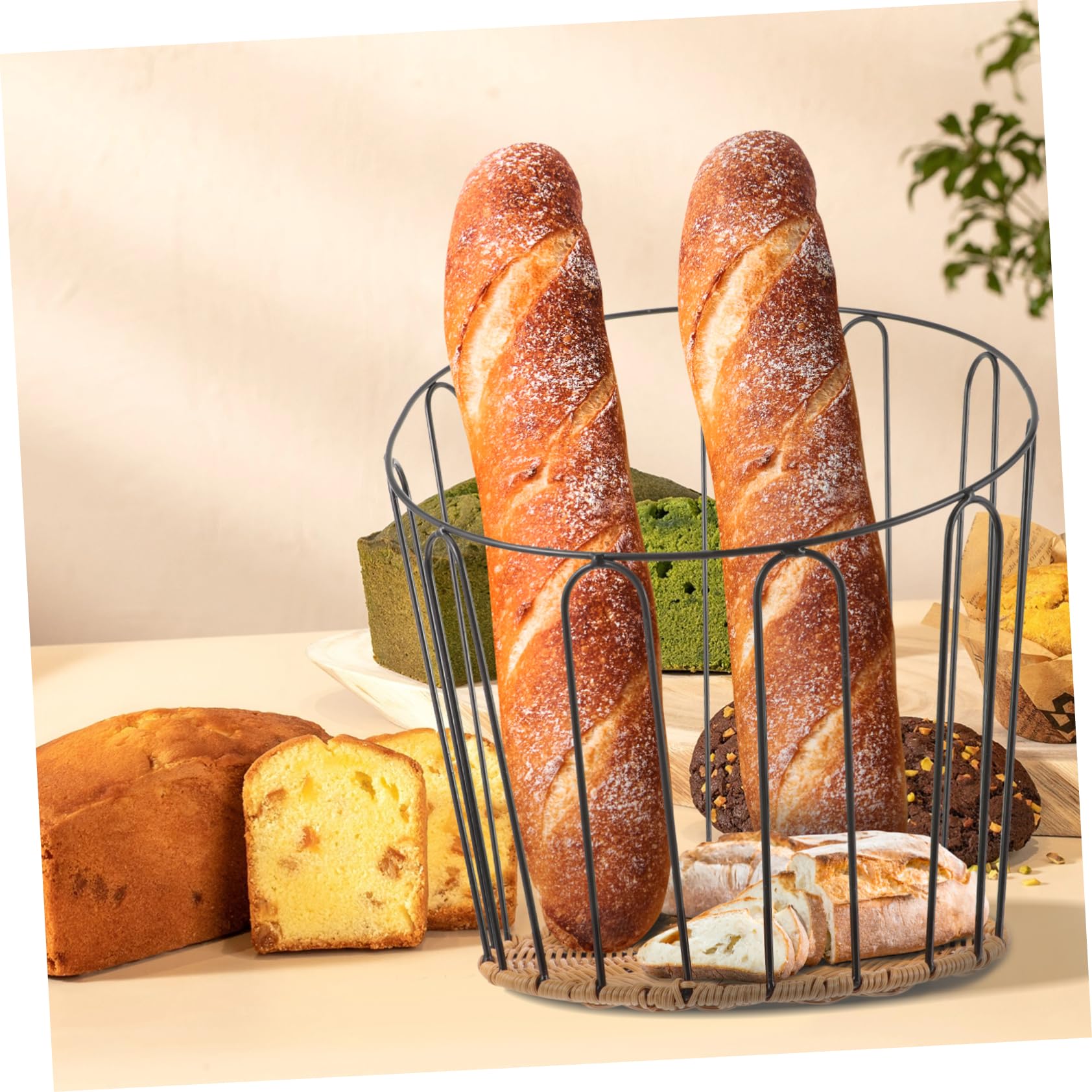 STOBAZA Baguette Basket Containers for Fruit Tabletop Fruit Basket Fruit Basket Fruit Tray Bread Baskets for Serving Bread Baskets for Kitchen Counter Rattan Baskets for Storage Iron
