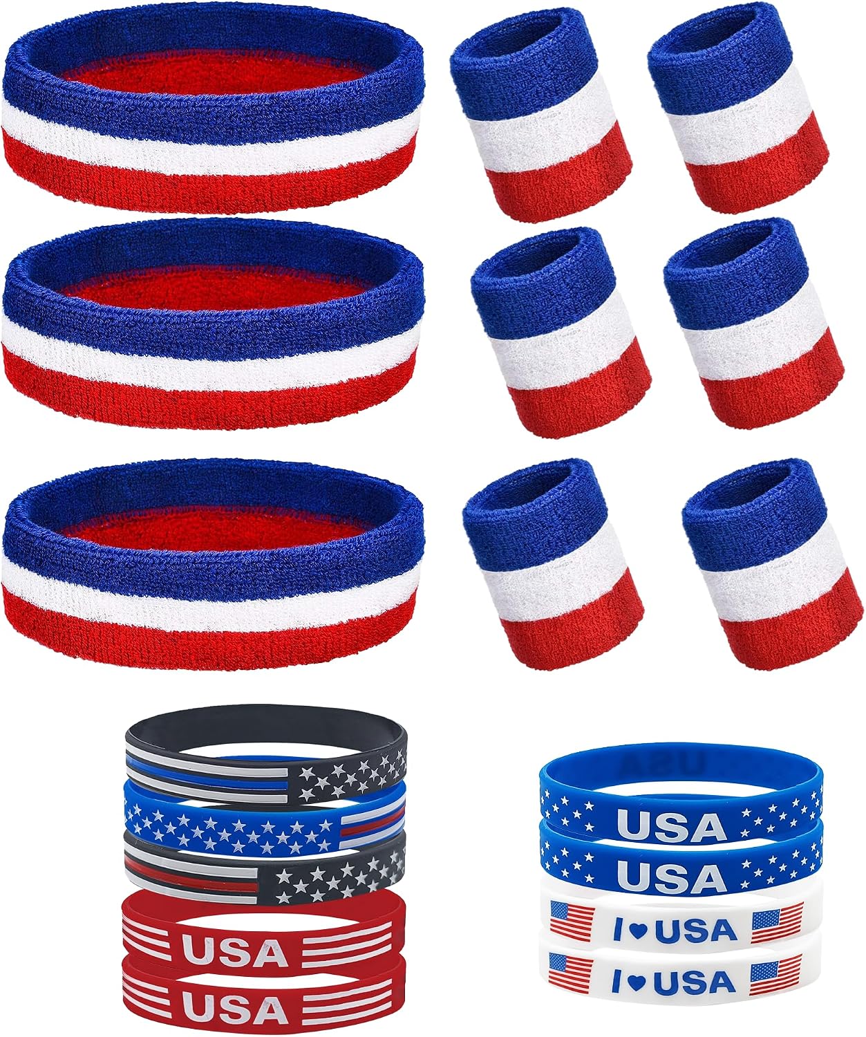 18 Pcs Sweat Band Set,Wrist Set Cotton Sweat Band for Athletic Men and Women Sports Headbands for Working Out, Running, Basketball, Tennis, Yoga