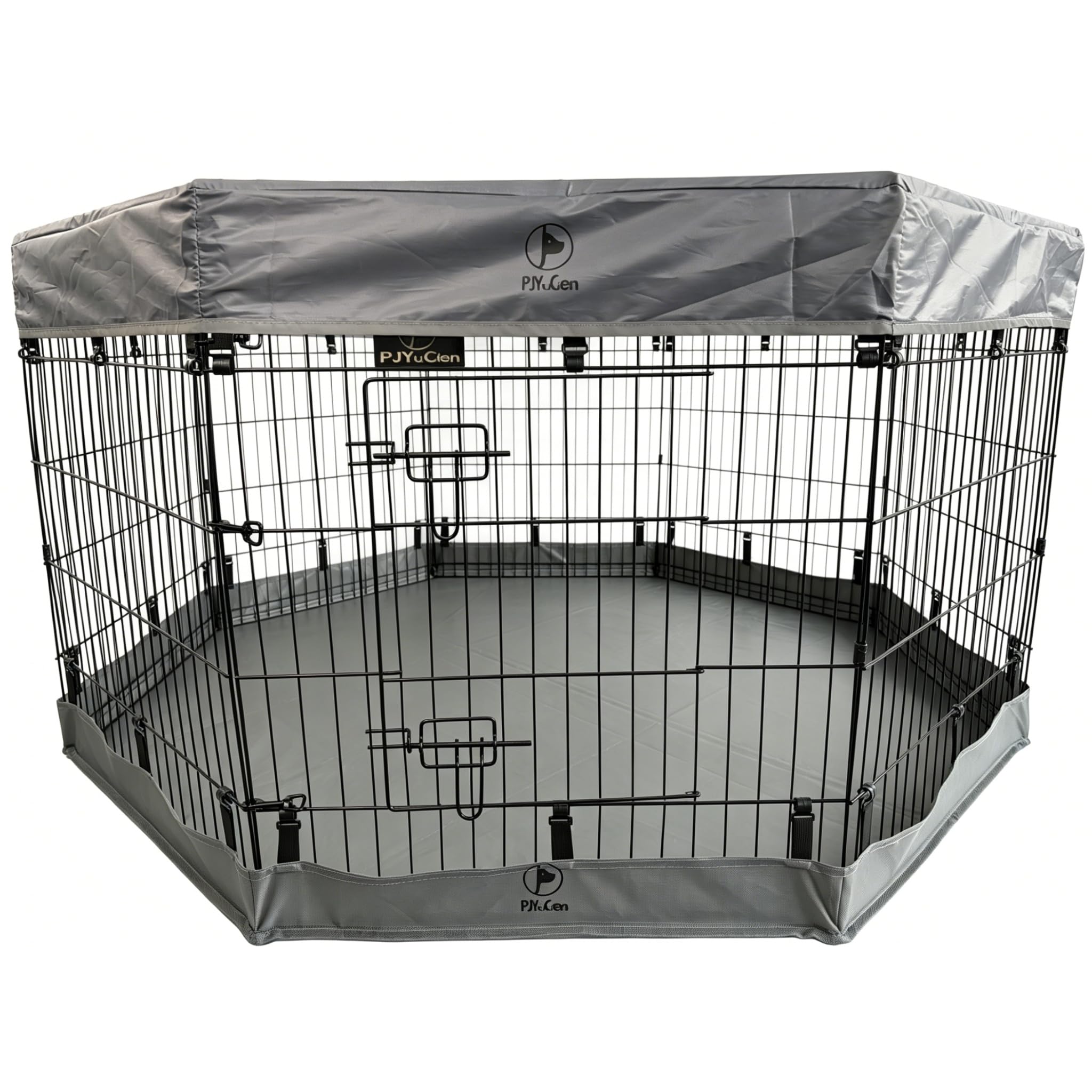 PJYuCien Puppy Playpen with Top Cover &amp; Bottom Pad, 8 Panels 30" H, Gray
