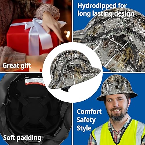 Miniatura 6 de Casco de seguridad OSHA de ala completa, casco de seguridad duradero y ligero de fibra de carbono, equipo de protección de suspensión de trinquete