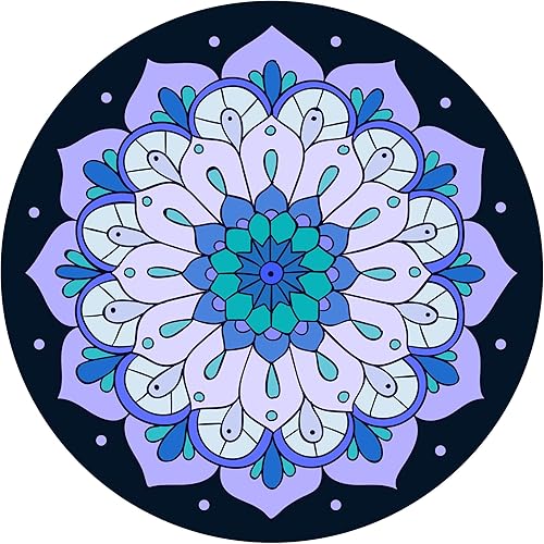 nuveti Tapete de meditación grande redondo para yoga, pilates, 0.138 in de grosor, base de goma natural de árbol antideslizante, agarre extragrueso.