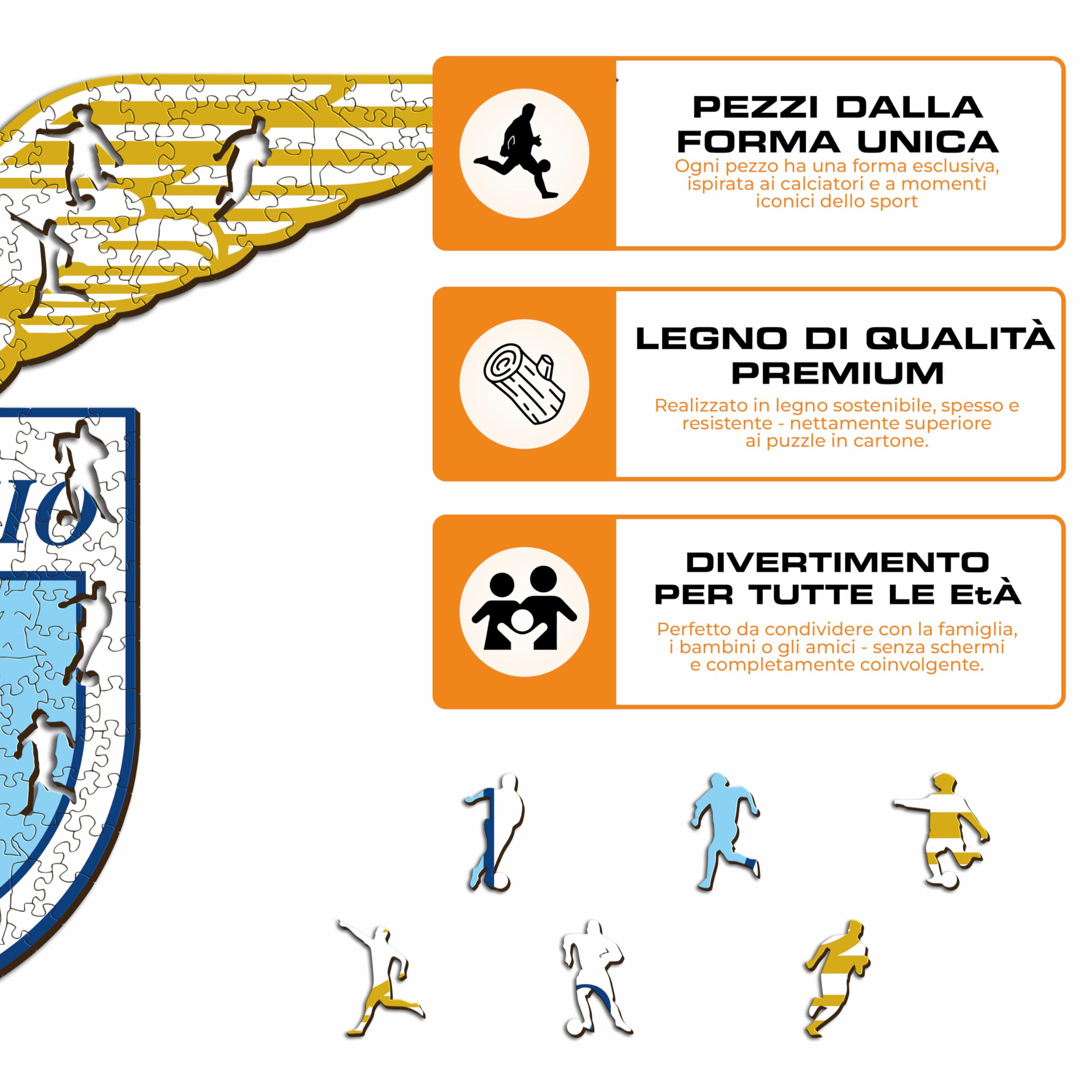 Iconic Puzzles - Lazio, Logo, Puzzle di Legno con licenza ufficiale, 100% sostenibile, regalo per adulti e bambini, taglia M, 270 Pz