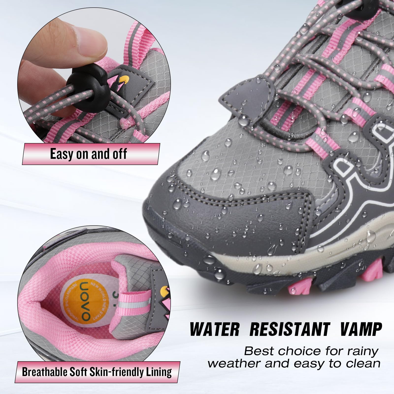 UOVO Zapatos de invierno para niños Botas de nieve para niños Zapatos con forro cálido Zapatillas de caña media Talla 28-39