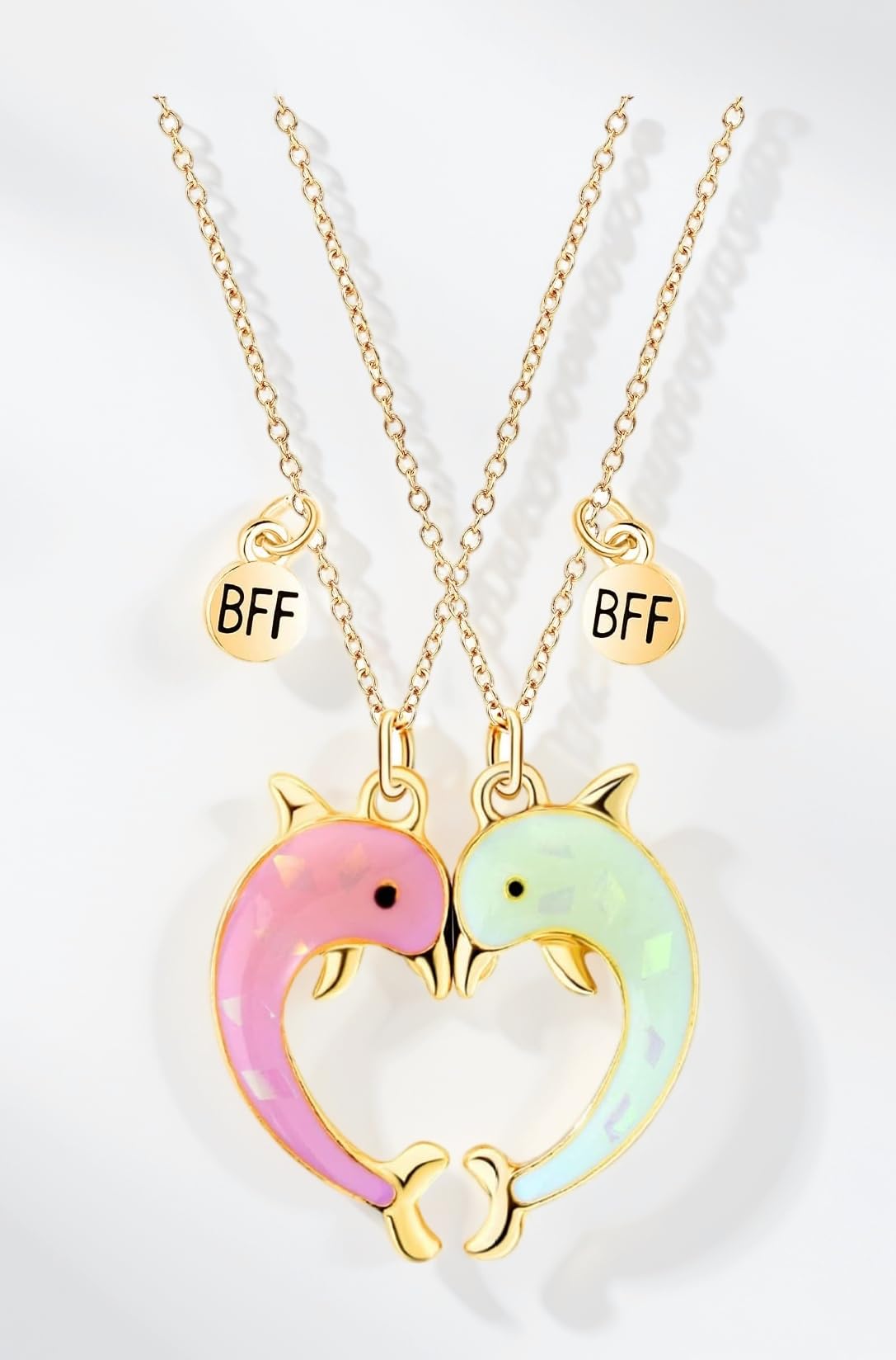 Friendship Necklaces for 2 Girls Magnetic Matching Dinosaur Foxes Heart Pendants BFF Best Friend Necklace