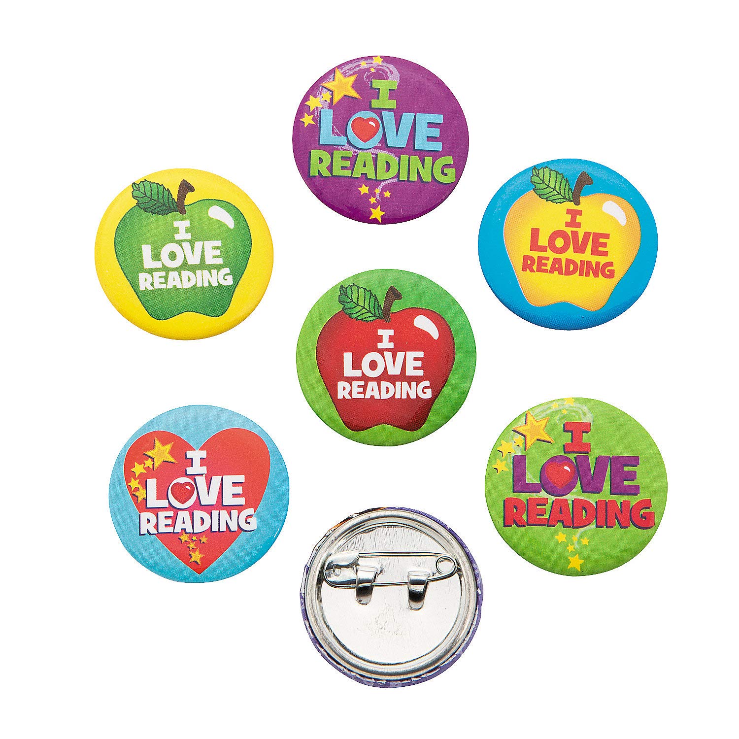 Amazon.com: I Love Reading Mini Buttons - 48 Pieces - Educational
