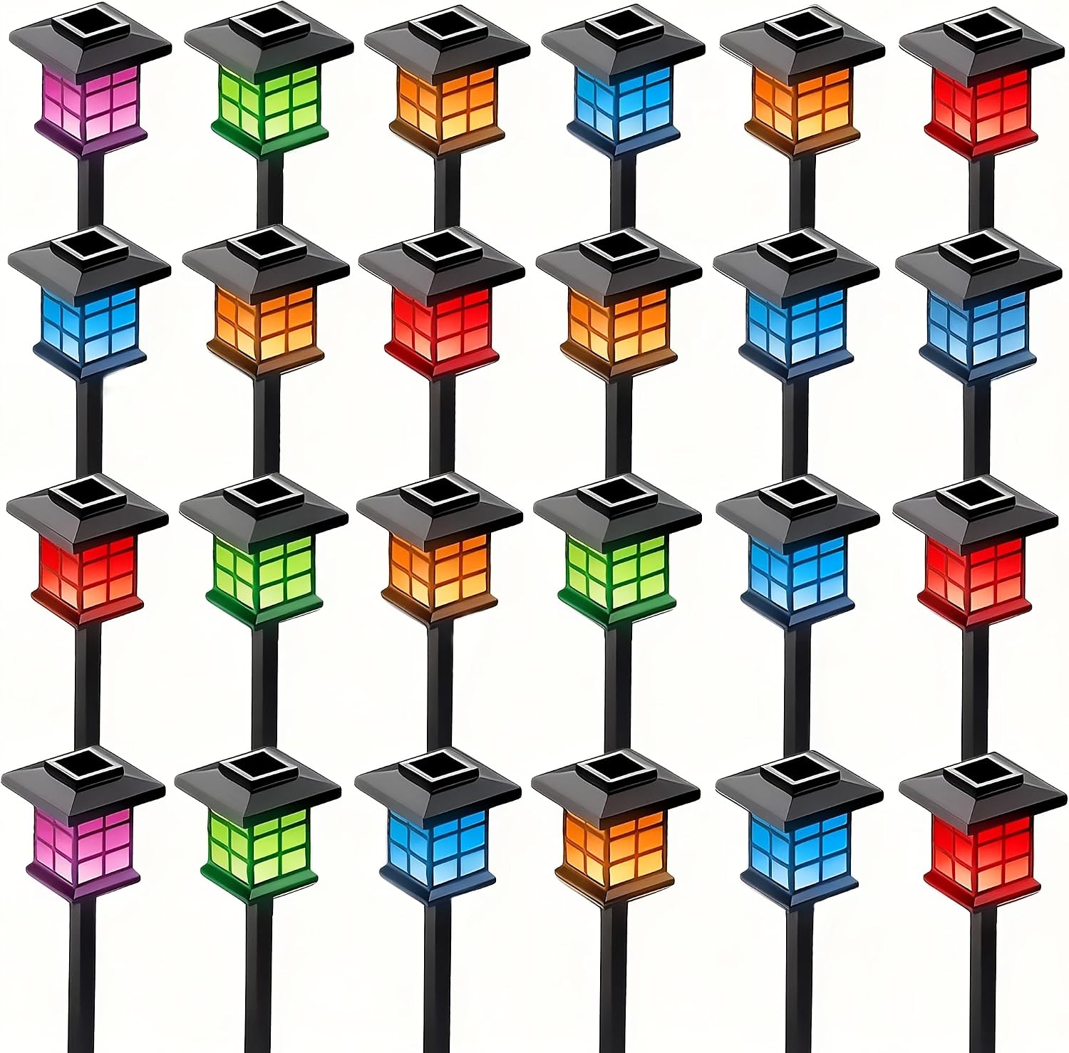 Solar LED Garden Light Lawn Light, Outdoor Path Channel Lighting, Suitable for Courtyard, Lawn and Lane Decoration, Windproof and Energy-Saving, Decorative Garden Light (10pcs Colorful Light)，IP55