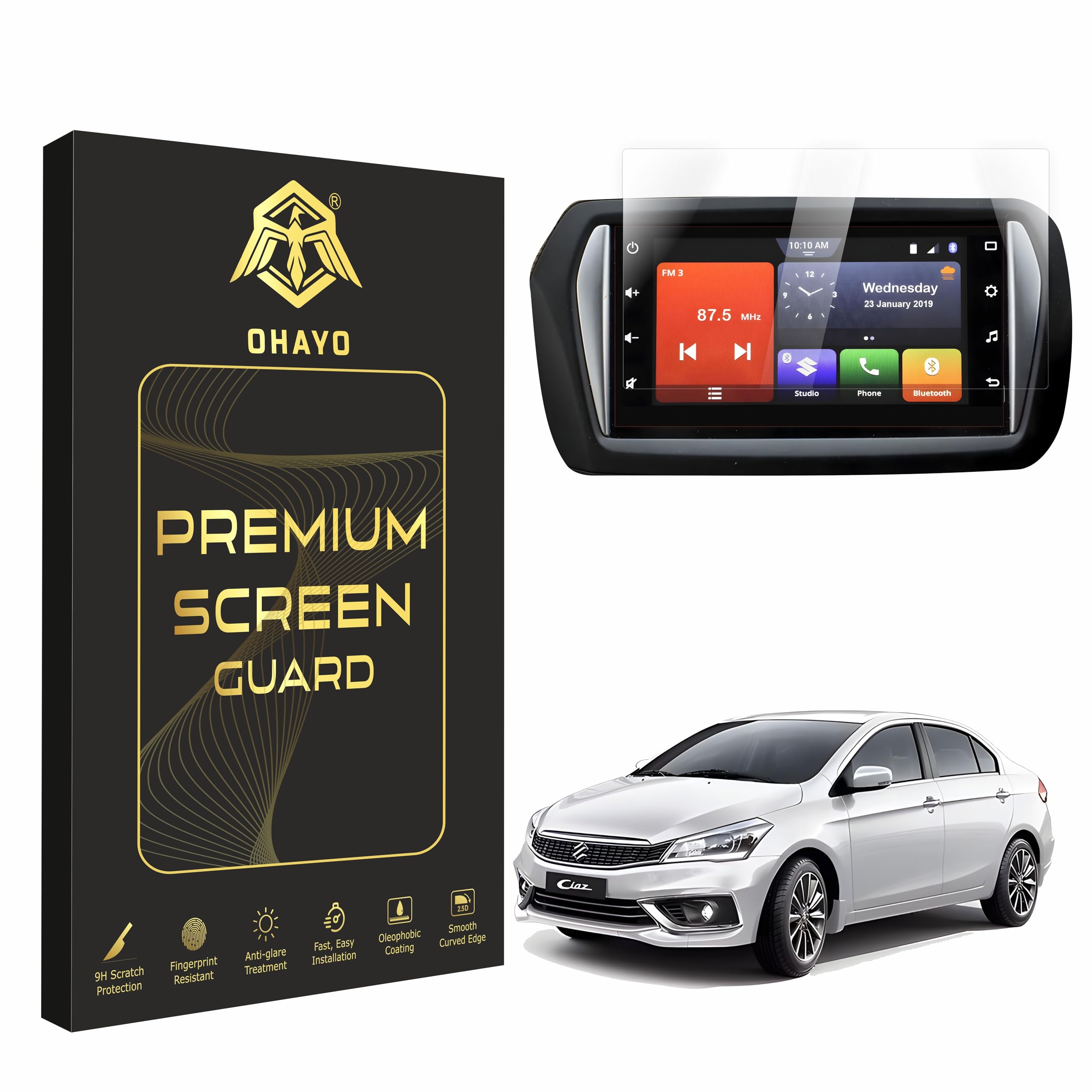 OHAYO Military Strength Screen Protector For Maruti Suzuki Ciaz 7 Inch (2019 Strong Protection, Full Screen Edge-to-Edge Cover, Scratch Resistant, Bubble-Free Installation, Ultra HD Clarity,With installation kit-image-13
