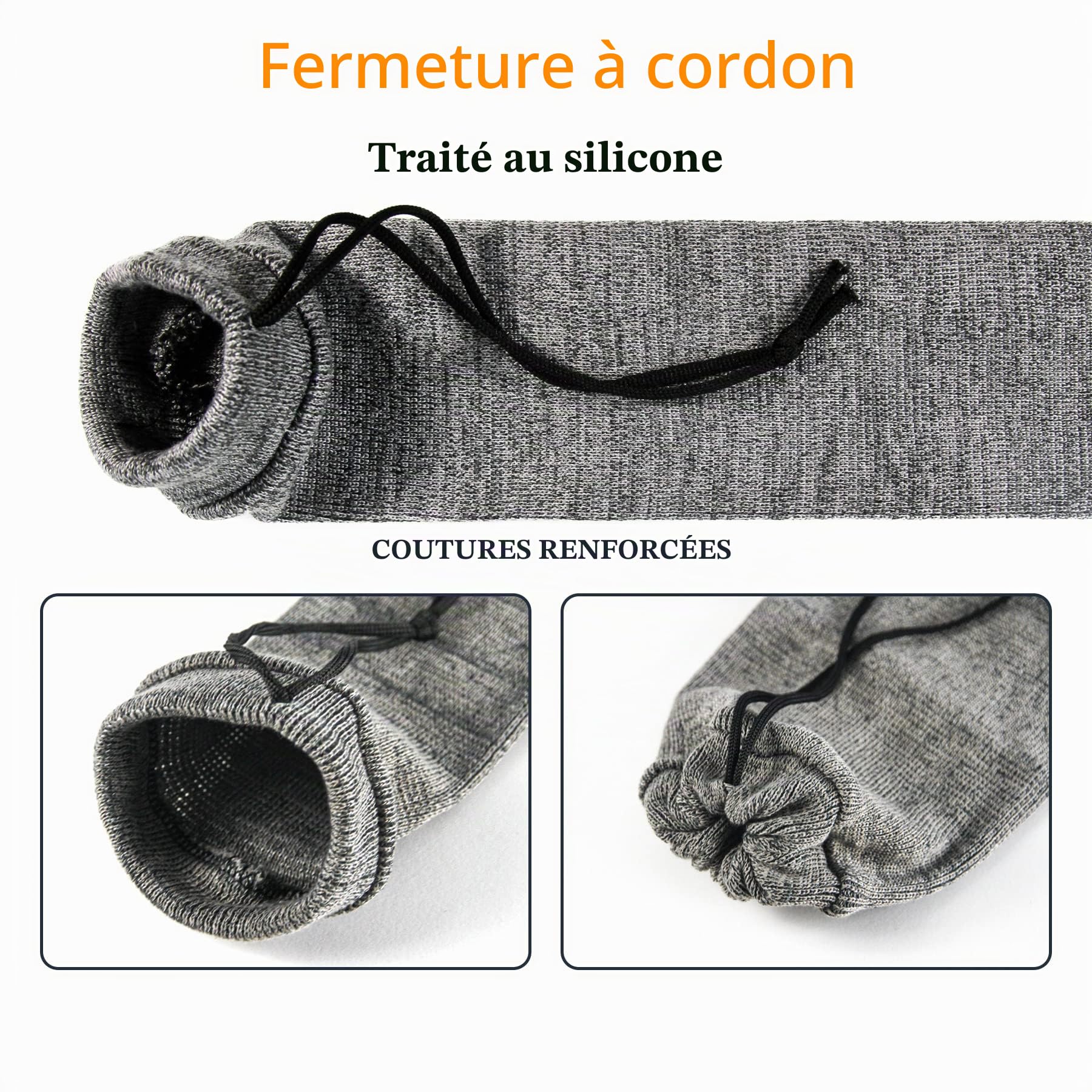GUGULUZA Lot de 6 chaussettes pour armes longues - En silicone traité à l'huile - 132 cm