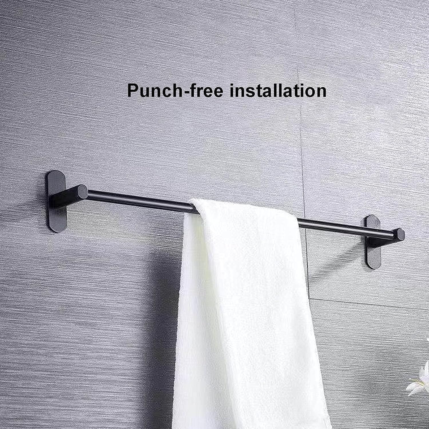 Toallero negro montado en la pared – Soporte adhesivo de 1 nivel para toallas de baño y cocina, 40 cm, ahorro de espacio, elegante y diseño