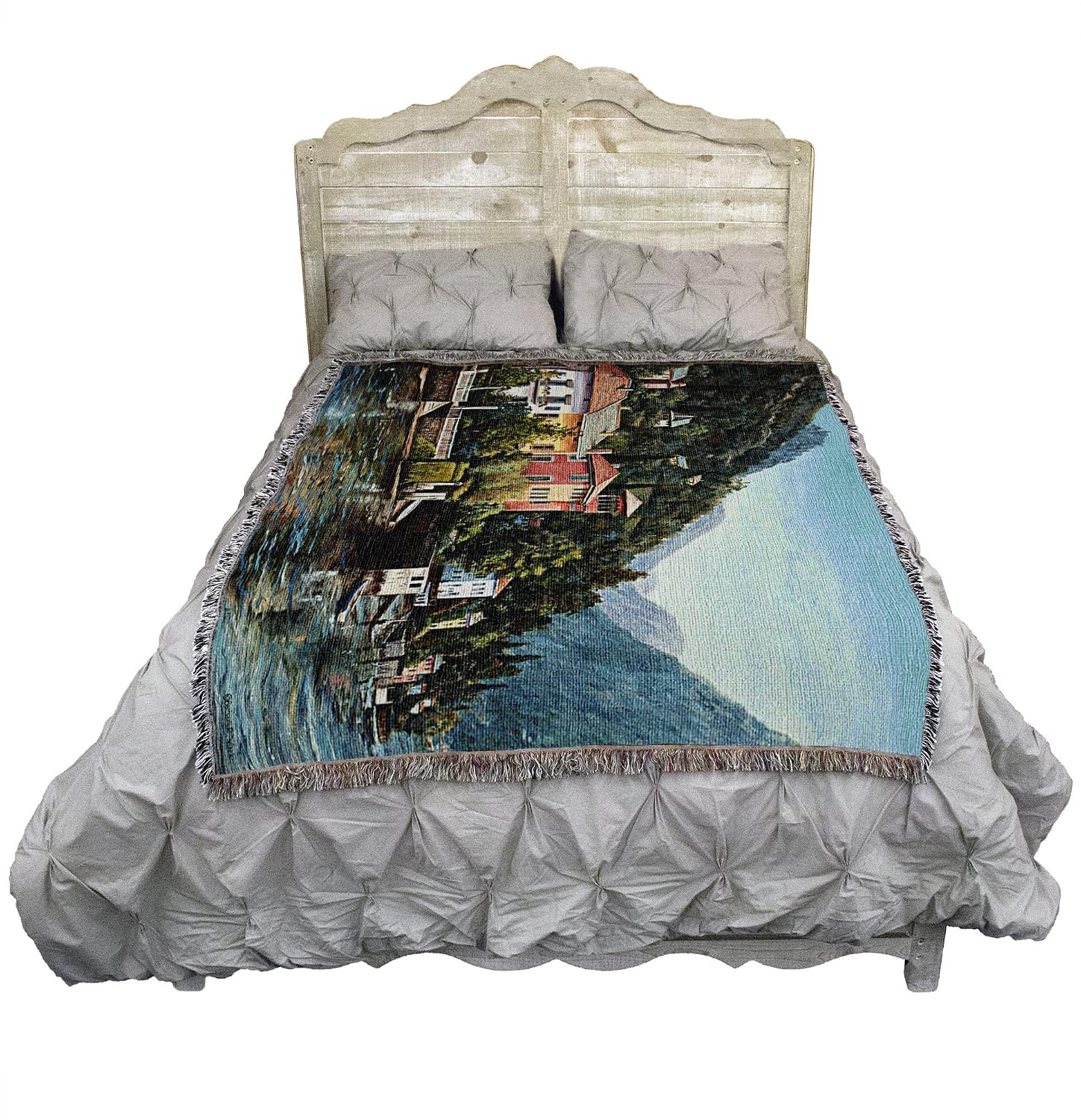 Pure Country Weavers The Lenno Shore Blanket by Barbara Felisky - Gift Tapestry Throw Woven from Cotton - Made in the USA (72x54)
