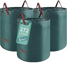 3 x 272L Garden Waste Bags, Tear-resistant and Waterproof Garden Bags, Self-Supporting Folding Leaf Collector Bag, Supports up to 50 kg