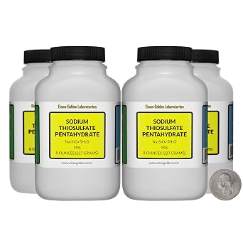 Sodium Thiosulfate Pentahydrate [Na2S3O3.5H2O] 99% AR Grade Crystals 2 Lb in 4 Bottles