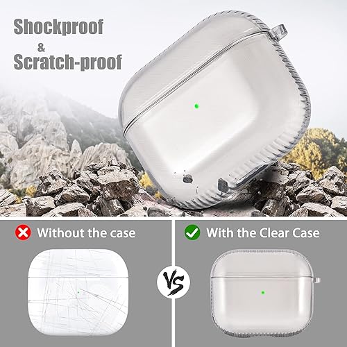Miniatura 4 de KOREDA Funda compatible con AirPods 3 2021 de 3 generación funda protectora transparente de TPU suave a prueba de golpes diseñada con llavero para