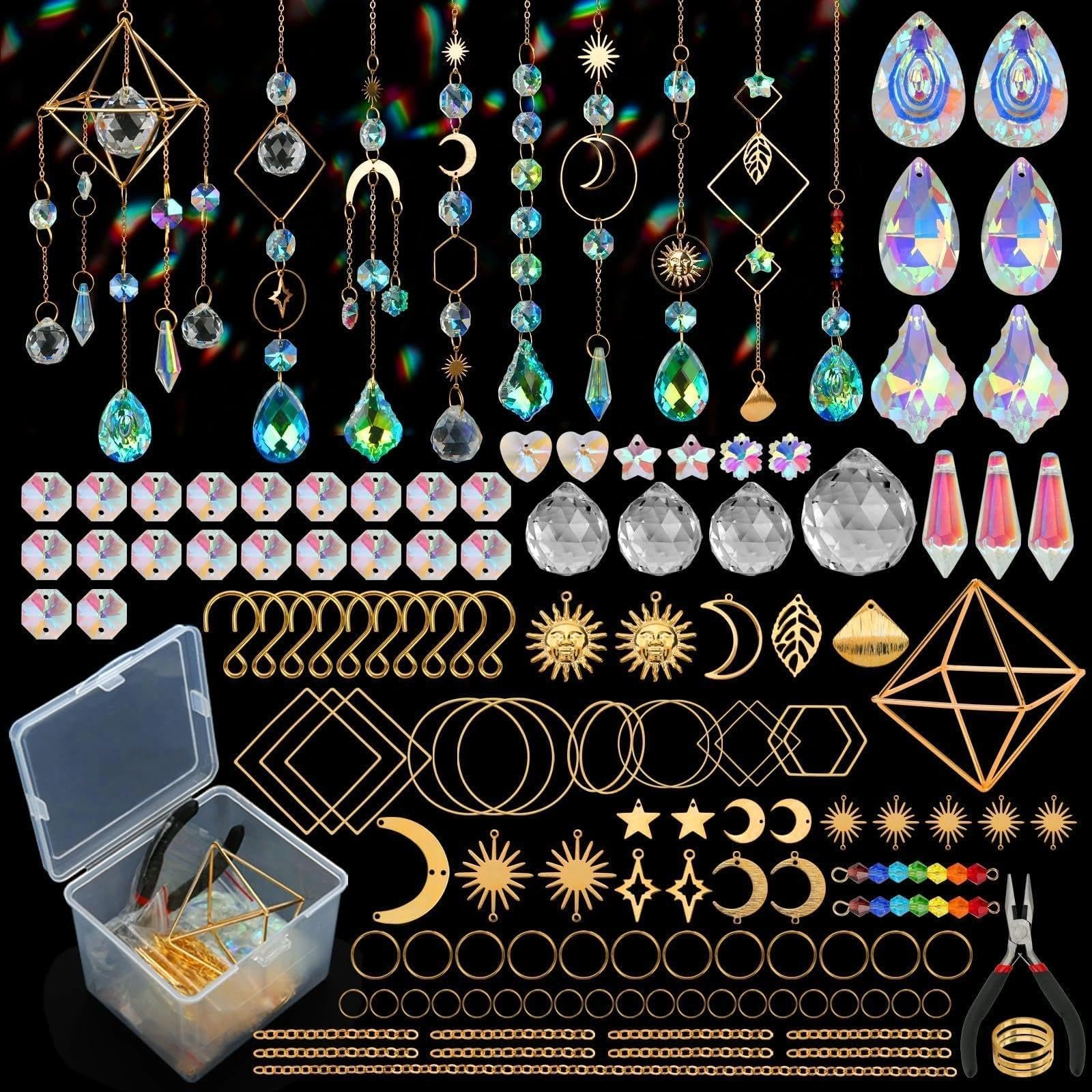 400PCS Acchiappasole Cristallo,Crystal Suncatcher,Appendere Vetro Acchiappa Sole,Pendenti Prismi Cristallo,Appeso Arcobaleno Prisma Finestra,Pendenti Suncatcher Decorazione per Casa Giardino Nozze