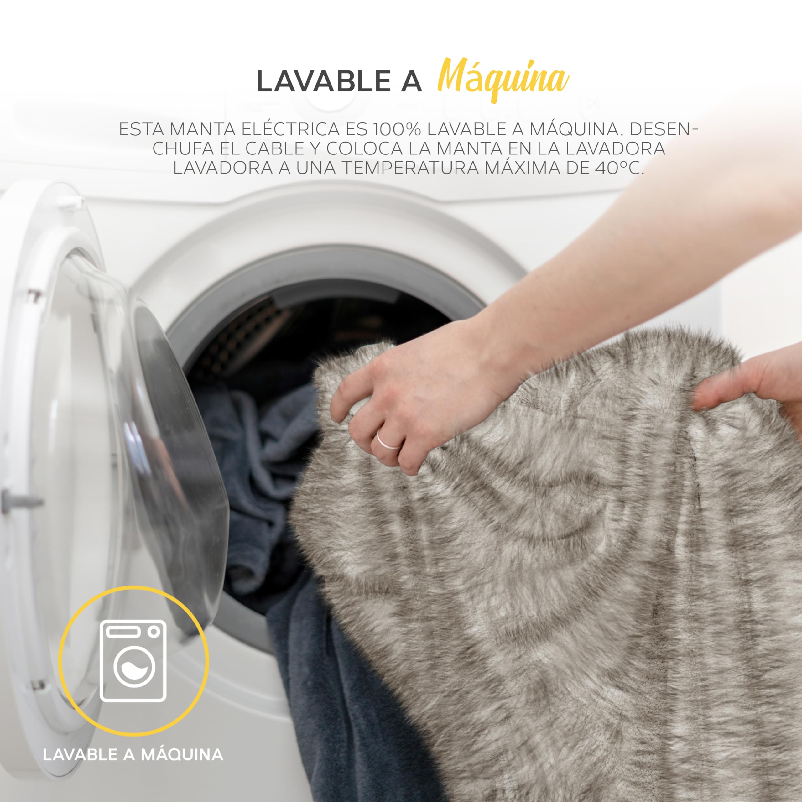 MONHOUSE - Manta Electrica - Controlador Digital - Temporizador de hasta 9 Horas, 9 Configuraciones de Calor, Apagado Automatico - Lavable a Maquina - Individual 130x160cm - Gris Pelo