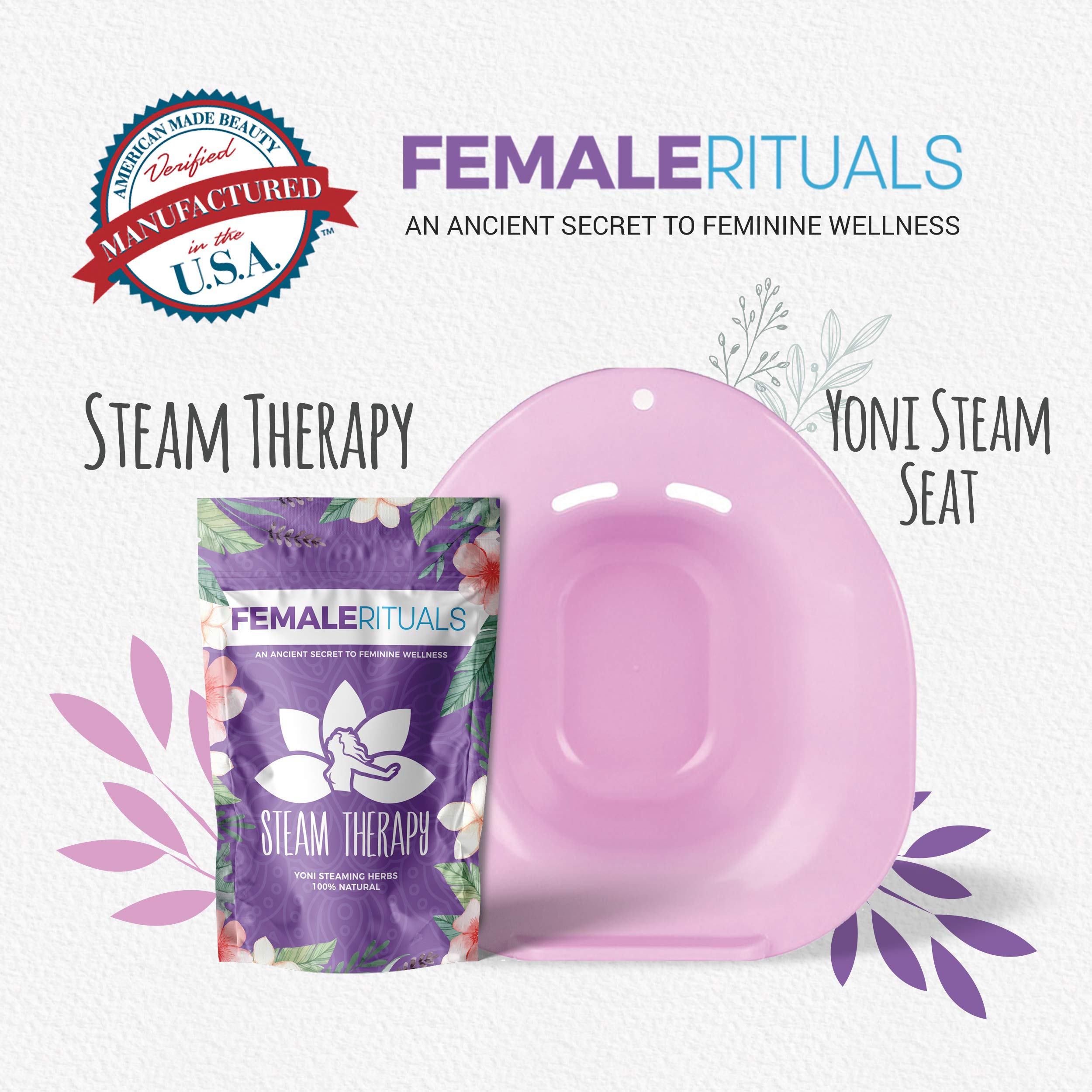 Female Rituals Yoni Steam Seat Kit with Yoni Steam Herbs (4 Ounce) Steam Bundle Yoni Steam