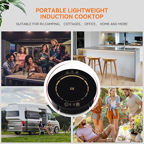 Miniatura 5 de Placa de cocción de inducción de 500 W  120 V - Mini quemadores portátiles de encimera de inducción estufa eléctrica para RV, oficina, sala de té,